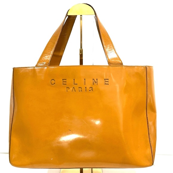 Celine Embossed Caramel Patent Leather Tote - Picture 1 of 10